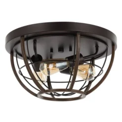 JONATHAN Y Lyla 15.75" 3-Light Rustic Farmhouse Iron LED Flush Mount -Jonathan Y Store GUEST 306c08cf ee6a 4e7e 864c d65d0ea03287