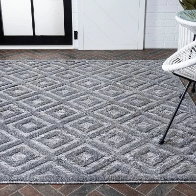 Portmany Neutral Diamond Trellis Indoor/Outdoor Area Rug - JONATHAN Y 6 Portmany Neutral Diamond Trellis Indoor/Outdoor Area Rug - JONATHAN Y - Image 4