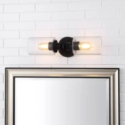 JONATHAN Y Jules 16.5" 2-Light LED Edison Cylinder Wall Sconce in Black