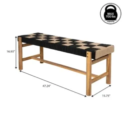JONATHAN Y Denis 48" Backless Acacia Wood Outdoor Bench - 700lb Capacity -Jonathan Y Store GUEST 31ffa3c6 5688 472e 87e3 f7b22d7d9ba1