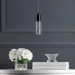 JONATHAN Y Bolha 1-Light Minimalist LED Pendant with Bubble Acrylic - Black