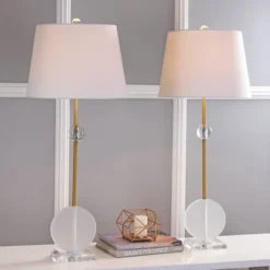 34" (Set Of 2) Spencer Crystal/Metal Table Lamp (Includes LED Light Bulb) Clear - JONATHAN Y