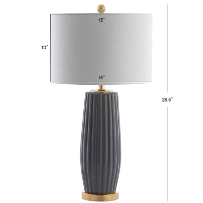 JONATHAN Y Roman 28.5" Gray Ceramic Fluted Table Lamp with LED Bulb 5 JONATHAN Y Roman 28.5" Gray Ceramic Fluted Table Lamp with LED Bulb - Image 3