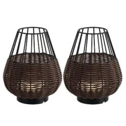JONATHAN Y Elian 10" Rechargeable Indoor/Outdoor Faux Wicker LED Table Lamps, Set of 2 -Jonathan Y Store GUEST 3333bb5c f8eb 4c5e 902f b0873061aefe