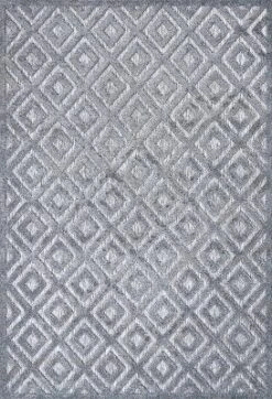 Portmany Neutral Diamond Trellis Indoor/Outdoor Area Rug - JONATHAN Y