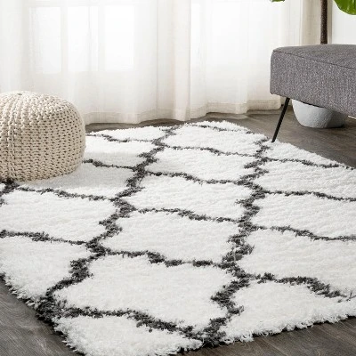 JONATHAN Y Marrakesh Shag Trellis Area Rug - Charcoal & Ivory 9 JONATHAN Y Marrakesh Shag Trellis Area Rug - Charcoal & Ivory - Image 7