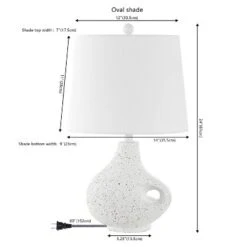 24" Charlotte Minimalist Designer Iron/Resin Oval Shade Table Lamp (Includes LED Light Bulb) White Terrazzo - JONATHAN Y -Jonathan Y Store GUEST 35e9b0e5 868c 4174 ae8f 88dab17656a7