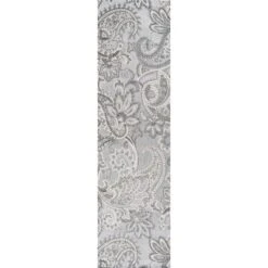 JONATHAN Y Julien Paisley High-Low Indoor/Outdoor Rug - Gray/Ivory