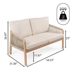 JONATHAN Y Arwen Modern Bohemian Roped Acacia Wood Outdoor Loveseat 14 JONATHAN Y Arwen Modern Bohemian Roped Acacia Wood Outdoor Loveseat -Jonathan Y Store GUEST 39136850 6949 4b63 9565 1b40d9db000b