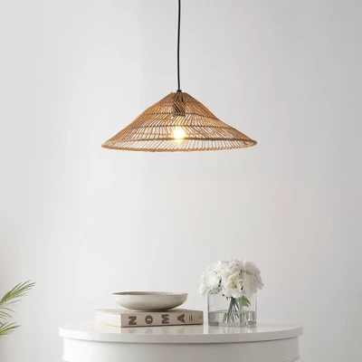 JONATHAN Y Nova 20.25" Farmhouse Coastal Rattan LED Pendant 16 JONATHAN Y Nova 20.25" Farmhouse Coastal Rattan LED Pendant - Image 14