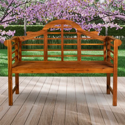 JONATHAN Y Lutyens Arched 3-Seat Acacia Wood Outdoor Bench 3 JONATHAN Y Lutyens Arched 3-Seat Acacia Wood Outdoor Bench