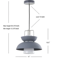 JONATHAN Y Paul 11" Metal Farmhouse Pendant with LED Bulb - Gray -Jonathan Y Store GUEST 39d92f9f 95b3 456c bd5f 87ec0f151f05