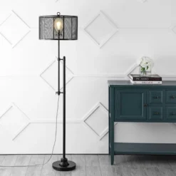 Jonathan Y Noah Modern Industrial Iron Height-Adjustable LED Floor Lamp
