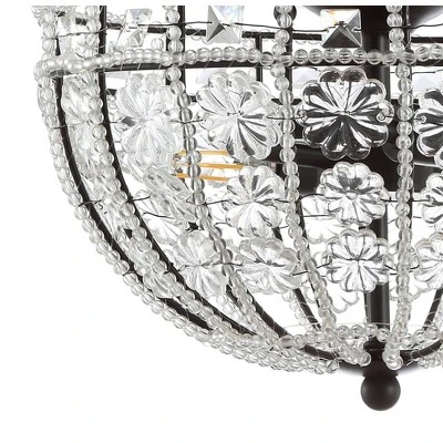 Jonathan Y 12" LED Metal/Acrylic Crystal Flower Semi Flush Mount - Black/Clear 5 Jonathan Y 12" LED Metal/Acrylic Crystal Flower Semi Flush Mount - Black/Clear - Image 3