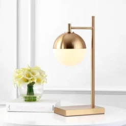 Jonathan Y Marcel 21" Art Deco Mid-Century Brass & Glass Globe Table Lamp