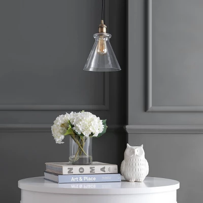 7.5" Adjustable Metal Goldwater Drop Pendant (Includes Energy Efficient Light Bulb) Brass - JONATHAN Y 4 7.5" Adjustable Metal Goldwater Drop Pendant (Includes Energy Efficient Light Bulb) Brass - JONATHAN Y - Image 2