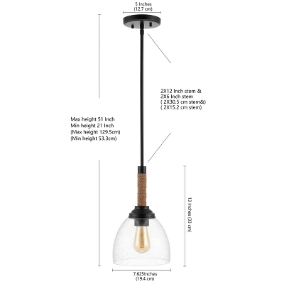 Jonathan Y Alys 7.63" Adjustable Rope Wrap Modern Rustic LED Kitchen Pendant - Black 5 Jonathan Y Alys 7.63" Adjustable Rope Wrap Modern Rustic LED Kitchen Pendant - Black - Image 3