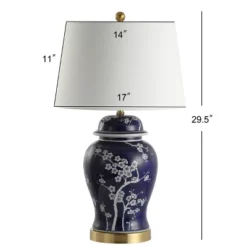 JONATHAN Y 29.5" Gracie Blue and White Ceramic Ginger Jar Table Lamp with LED Bulb -Jonathan Y Store GUEST 405eb265 ba3d 488a 9618 7d1df73cd281