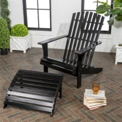JONATHAN Y Saranac Traditional Acacia Wood Adirondack Chair with Detachable Ottoman -Jonathan Y Store GUEST 41de0dd2 8375 4fe8 9c3b 23810b62d6c8