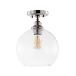 JONATHAN Y Marla 9.75" LED 1-Light Seeded Glass Pendant in Nickel -Jonathan Y Store GUEST 437b153d 8797 4e01 9f11 a717f8e70efc