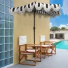 JONATHAN Y Beverly 9' Designer Scalloped Fringe Half Market Patio Umbrella
