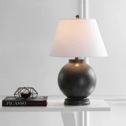 JONATHAN Y Sophie 26" Resin Sphere Table Lamp with LED Bulb - Dark Gray