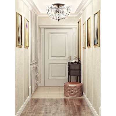 Jonathan Y 12" LED Metal/Acrylic Crystal Flower Semi Flush Mount - Black/Clear 3 Jonathan Y 12" LED Metal/Acrylic Crystal Flower Semi Flush Mount - Black/Clear