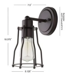 JONATHAN Y Evelyn 5.13" Metal Vanity Wall Light - Industrial Black Sconce -Jonathan Y Store GUEST 4605cf92 e26f 45a8 a9b2 482abf214574