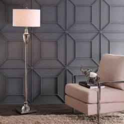 Jonathan Y Othello 62" Metal Floor Lamp with LED Bulb - Silver Polished Nickel