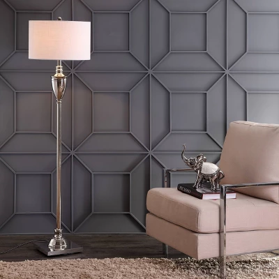 Jonathan Y Othello 62" Metal Floor Lamp with LED Bulb - Silver Polished Nickel 3 Jonathan Y Othello 62" Metal Floor Lamp with LED Bulb - Silver Polished Nickel