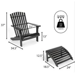 JONATHAN Y Saranac Traditional Acacia Wood Adirondack Chair with Detachable Ottoman -Jonathan Y Store GUEST 47cc5fea cbf1 4828 8323 a2e455c86d67