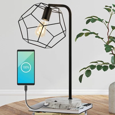 JONATHAN Y Penta 23.5" Industrial Iron LED Task Lamp with USB Charging Port 4 JONATHAN Y Penta 23.5" Industrial Iron LED Task Lamp with USB Charging Port - Image 2