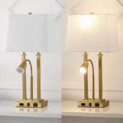 JONATHAN Y Blaire 23.75" 2-Light Metal Table Lamp with USB Charging Port -Jonathan Y Store GUEST 48cb15b2 1a2c 41c9 ae6e 31049589ef2f