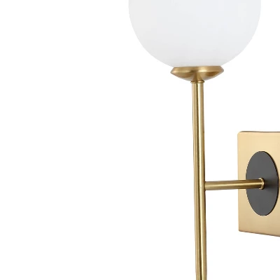 JONATHAN Y Sylvie 6" 1-Light Brass Gold & White Iron LED Wall Sconce 9 JONATHAN Y Sylvie 6" 1-Light Brass Gold & White Iron LED Wall Sconce - Image 7