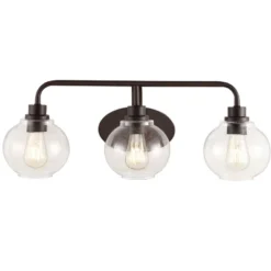 JONATHAN Y Sandrine 3-Light Iron and Seeded Glass Rustic LED Vanity Light