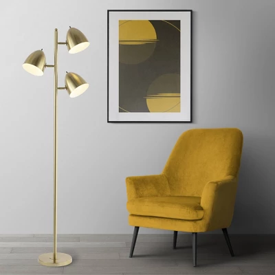 JONATHAN Y Billy 66.5" 3-Light Modern Contemporary Iron LED Floor Lamp - Brass Gold 7 JONATHAN Y Billy 66.5" 3-Light Modern Contemporary Iron LED Floor Lamp - Brass Gold - Image 5