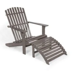 JONATHAN Y Saranac Traditional Acacia Wood Adirondack Chair with Detachable Ottoman -Jonathan Y Store GUEST 4b122e3d 5012 49fc 8e35 bb3cdddc09a5