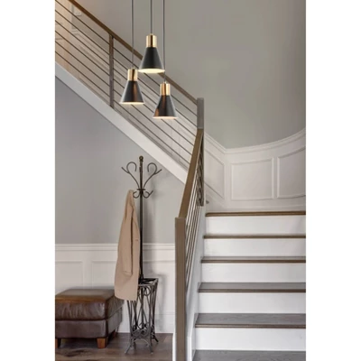 JONATHAN Y Apollo 15" Black Metal Pendant - Adjustable 3-Light Fixture 7 JONATHAN Y Apollo 15" Black Metal Pendant - Adjustable 3-Light Fixture - Image 5