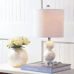 JONATHAN Y Bailey 19" Capiz Seashell Table Lamp with LED Light Bulb