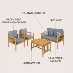 JONATHAN Y Everly 4-Piece Modern Cottage Acacia Wood Outdoor Patio Set 10 JONATHAN Y Everly 4-Piece Modern Cottage Acacia Wood Outdoor Patio Set -Jonathan Y Store GUEST 4f335188 d898 40bb 858a bf43f2151f78