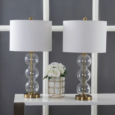 JONATHAN Y 27" Bella Glass Triple Sphere Table Lamp - Set of 2 4 JONATHAN Y 27" Bella Glass Triple Sphere Table Lamp - Set of 2 - Image 2