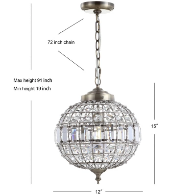 JONATHAN Y Georgina 12" Crystal and Metal Globe Chandelier Pendant - Antique Brass 5 JONATHAN Y Georgina 12" Crystal and Metal Globe Chandelier Pendant - Antique Brass - Image 3