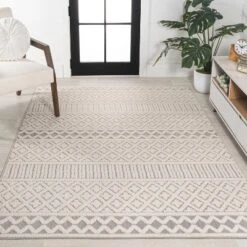 JONATHAN Y Ormond High-Low Modern Trellis Geometric Moroccan Indoor/Outdoor Area Rug -Jonathan Y Store GUEST 50b0002e 90c1 4bdf 81f1 1e5d434c26ab