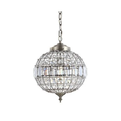 JONATHAN Y Georgina 12" Crystal and Metal Globe Chandelier Pendant - Antique Brass 3 JONATHAN Y Georgina 12" Crystal and Metal Globe Chandelier Pendant - Antique Brass