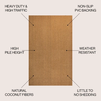 JONATHAN Y Natural Coir Area Rug - Durable Indoor/Outdoor Doormat 4 JONATHAN Y Natural Coir Area Rug - Durable Indoor/Outdoor Doormat - Image 2