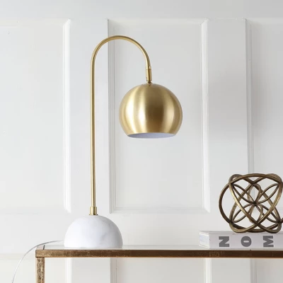 JONATHAN Y Stephen 23.5" Gold Metal and Marble Table Lamp with LED Bulb 4 JONATHAN Y Stephen 23.5" Gold Metal and Marble Table Lamp with LED Bulb - Image 2