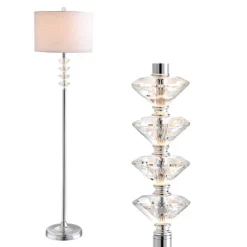 JONATHAN Y Mia Crystal and Metal LED Floor Lamp with Linen Shade -Jonathan Y Store GUEST 51ef6820 f60a 4a9c bc19 01b2a2762e73