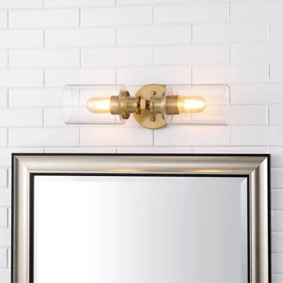 JONATHAN Y Jules 16.5" 2-Light LED Edison Cylinder Wall Sconce - Brass Gold 3 JONATHAN Y Jules 16.5" 2-Light LED Edison Cylinder Wall Sconce - Brass Gold