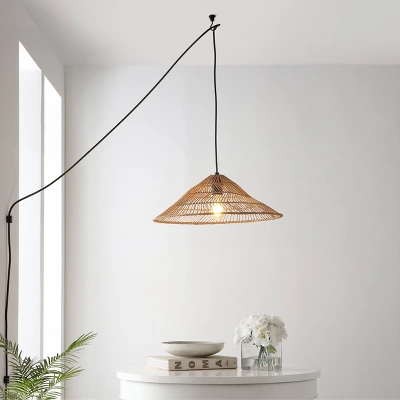 JONATHAN Y Nova 20.25" Farmhouse Coastal Rattan LED Pendant 4 JONATHAN Y Nova 20.25" Farmhouse Coastal Rattan LED Pendant - Image 2