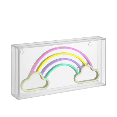 JONATHAN Y 11.75" Rainbow Contemporary Glam Acrylic Box Pendant 3 JONATHAN Y 11.75" Rainbow Contemporary Glam Acrylic Box Pendant